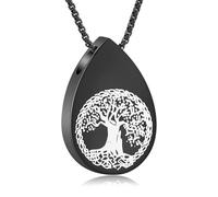 Gioiello a goccia per cremazione albero della vita, urna commemorativa per ceneri gioielli per donne urna gioielli per animali umani ceneri con kit di riempimento, Acciaio inossidabile, Nessuna pietra