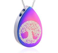 Gioiello a goccia per cremazione albero della vita, urna commemorativa per ceneri gioielli per donne urna gioielli per animali umani ceneri con kit di riempimento, Acciaio inossidabile, Nessuna pietra
