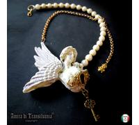 Gioiello Art Deco Art Nouveau Collana Pendaglio Bigiotteria Angelo Custode Ali