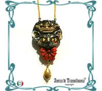 gioiello art deco collana da donna pendente ciondolo gatto pendaglio catena oro