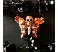gioiello art deco collana donna pendente pendaglio farfalla teschio falena perle