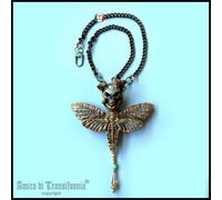 Gioiello Art Deco Collana Pendaglio Falena Farfalla Notturna Teschio Bigiotteria