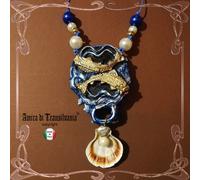 gioiello art deco liberty ciondolo amuleto pendaglio conchiglia perla pesci oro