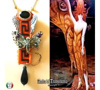 gioiello art decò nouveau collana liberty pendaglio bigiotteria farfalla ali oro