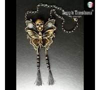 Gioiello Art Deco Nouveau Collana Pendaglio Bigiotteria Falena Farfalla Teschio
