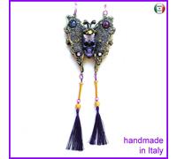 Gioiello Art Deco Nouveau Collana Pendaglio Falena Farfalla Teschio Bigiotteria