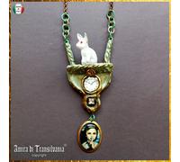 Gioiello Collana Pendaglio Coniglio Bianco Alice nel Paese delle Meraviglie Arte