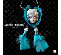 Gioiello Collana Pendaglio Lusso Bigiotteria Angelo Thun Madonna Ali Piume Perle