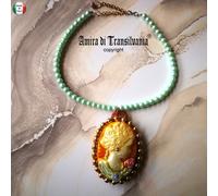 Gioiello da Donna Cameo Perle Oro Art Deco Nouveau Collana Pendaglio Bigiotteria