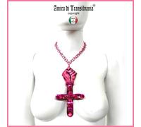 Gioiello da Donna Collana Catena Strass Pendente Simbolo Feminista Logo Stemma