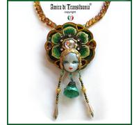 Gioiello da Donna Collana Collier Art Deco Catena Pendente Mandala Testa Bambola