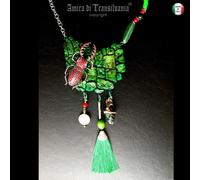 Gioiello da Donna Collana Pendaglio Strass Cristalli Pietre Nappe Perle Scarabeo