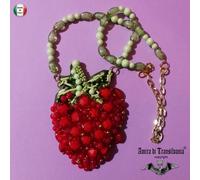 gioiello da donna fragola rossa pendente collana pendaglio ciondolo perle strass