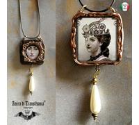 gioiello da donna stile vintage streampunk ciondolo pendente collana perla cameo
