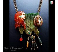 Gioiello Donna Aquila Reale Collana Girocollo Collier Art Deco Pietre Dure Perle