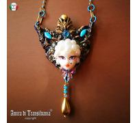 Gioiello Donna Art Deco Testa Bambola Marilyn Bigiotteria d'Autore Collana Lusso