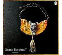 Gioiello Donna Orso Miele Collana Girocollo Collier Art Deco Pietre Dure Perle