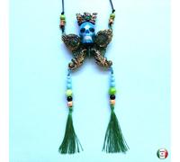 Gioiello Gotico Collana Pendaglio Falena Corona Oro Farfalla Teschio Bigiotteria