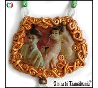 gioiello orientale collana pendente pendaglio amuleto ciondolo geisha perle oro