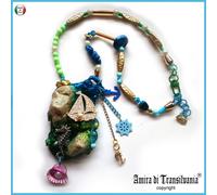 Gioiello Pendaglio Donna Collana di Lusso Art Deco Tema Mare Conchiglie Perle