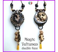 gioiello pendaglio talismano amuleto uomo donna sole luna gallo oro argento nero