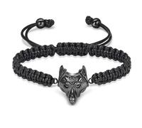 Gioiello per cremazione, bracciale con urna di lupo per cenere, per uomo e donna, anello commemorativo, regolabile, intrecciato, Acciaio inossidabile