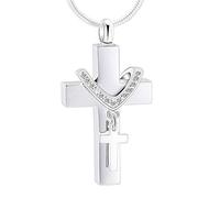 Gioiello per cremazione per ciondolo a forma di cenere, collana con urna a forma di croce con mini gioielli Keepsake Urn Memorial