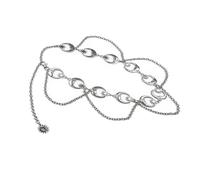 Gioiello per il corpo con ciondolo a forma di luna e stella, adatto per donne alla moda, per migliorare il look con abiti, catena per il corpo in metallo, One Size, come descritto, come descritto