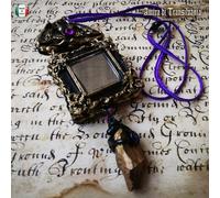 Gioiello Talismano Pendente Amuleto Specchio Nero Magia Strega Ciondolo Gotico