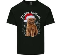 Gioioso Stagione Natale Divertente Gatto Natale Uomo Cotone T-Shirt
