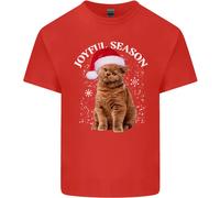 Gioioso Stagione Natale Divertente Gatto Natale Uomo Cotone T-Shirt