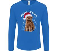 Gioioso Stagione Natale Divertente Gatto Natale Uomo Maniche