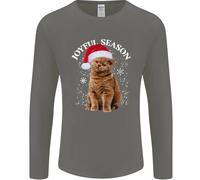 Gioioso Stagione Natale Divertente Gatto Natale Uomo Maniche