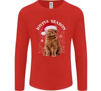 Gioioso Stagione Natale Divertente Gatto Natale Uomo Maniche