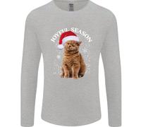 Gioioso Stagione Natale Divertente Gatto Natale Uomo Maniche