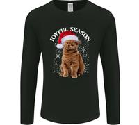 Gioioso Stagione Natale Divertente Gatto Natale Uomo Maniche