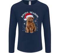 Gioioso Stagione Natale Divertente Gatto Natale Uomo Maniche