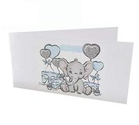 Giomel Bigliettini Battesimo Bomboniera Sacchetti Confetti Bimbo Celesti Sacchetti Confetti Elefantino Nascita Compleanno 50 pz 2,5x4,75 cm Chiuso (Celeste)
