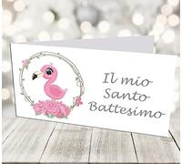 Giomel Bigliettini Battesimo Bomboniera Sacchetti Confetti Bimbo Celesti Sacchetti Confetti Elefantino Nascita Compleanno 50 pz 2,5x4,75 cm Chiuso (Rosa Battesimo)
