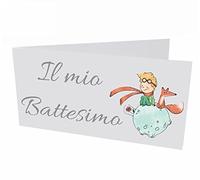 Giomel Bigliettini Battesimo Bomboniera Sacchetti Confetti Bimbo Celesti Sacchetti Confetti Piccolo Principe Nascita Compleanno 50 pz 2,5x4,75 cm Chiuso (Celeste) (CON STAMPA INTERNA)