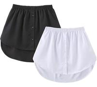 GIONAR 2 pezzi Prolunga per gonne a camicia, Prolunga per gonne a camicia, Mini sottogonna per camicia, Prolunga per top con bottoni, Prolunga per camicetta da donna, Nero e bianco