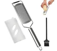 GIONAR Microplane Grattugia Grattugia Grattugia Zester per Formaggio/Limone Raschietto in Acciaio Inox Manico Antiscivolo con Coperchio Protettivo in Plastica + Scopa Pulizia