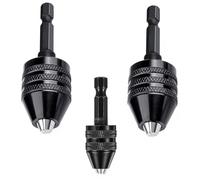 GIONAR Set di 3 mandrini per trapano senza chiave, con codolo esagonale da 1/4", adattatore a cambio rapido per micro punte da trapano, 0,3-6,5 mm, 0,3-3,6 mm, 0,8-8 mm