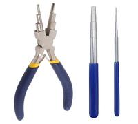GIONAR Set di utensili per passacavi, pinze 6 in 1 blu giallo con 2 mandrini ad anello, pinze per gioielli per avvolgere fili e anelli di salto, strumenti essenziali per la creazione di gioielli