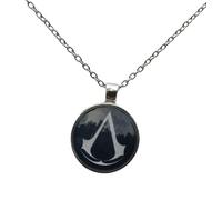 Gionatan Shop Collana Assassin's Creed con Ciondolo Logo Vetro e lega colore argento gioco games console pc regalo unisex uomo donna