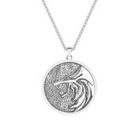 Gionatan Shop Collana Lupo Geralt Of Rivia medaglione metallo vichingo Punk Trap Film Serie Games animale ciondolo Uomo Donna regalo colore Argento