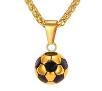 Gionatan Shop Collana Pallone da Calcio per Tifosi Fan con medaglione palla di metallo Trap ciondolo e catena Uomo Donna Ragazza Ragazzo regalo Colore Argento e Oro (Oro)