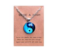 Gionatan Shop Collana Yin Yang con Luna, Ciondolo in Vetro con Catena in Argento, Gioiello Portafortuna con Messaggio