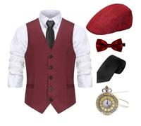 Gionforsy Costume da gangster anni '20, set di accessori per costume da gangster, cappello e papillon, Vincitore, Large