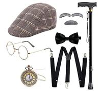 Gionforsy Old Man Costume Accessori Set 100 Giorni di Scuola Nonno Accessori 1920 Uomini Gatsby Costume, nero, taglia unica